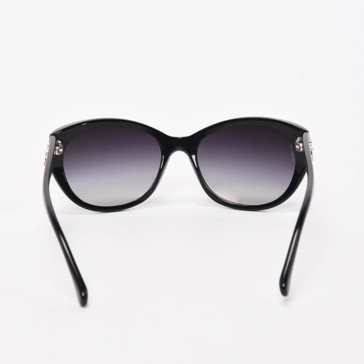 Chanel Black Acetate Camellia Round Sunglasses
