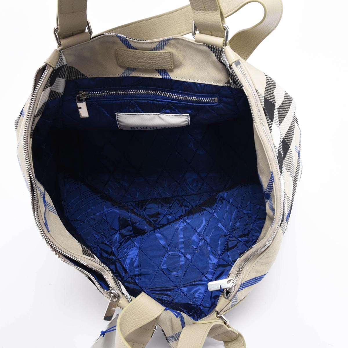 Burberry Beige Jacquard Check Large Festival Tote