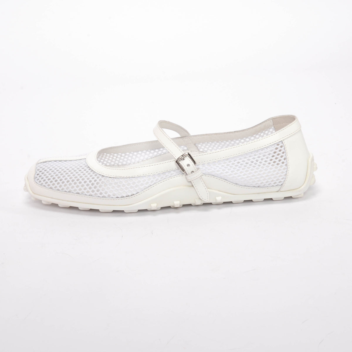 Hermes White Mesh & Calfskin Kichu Ballerina Flats 41
