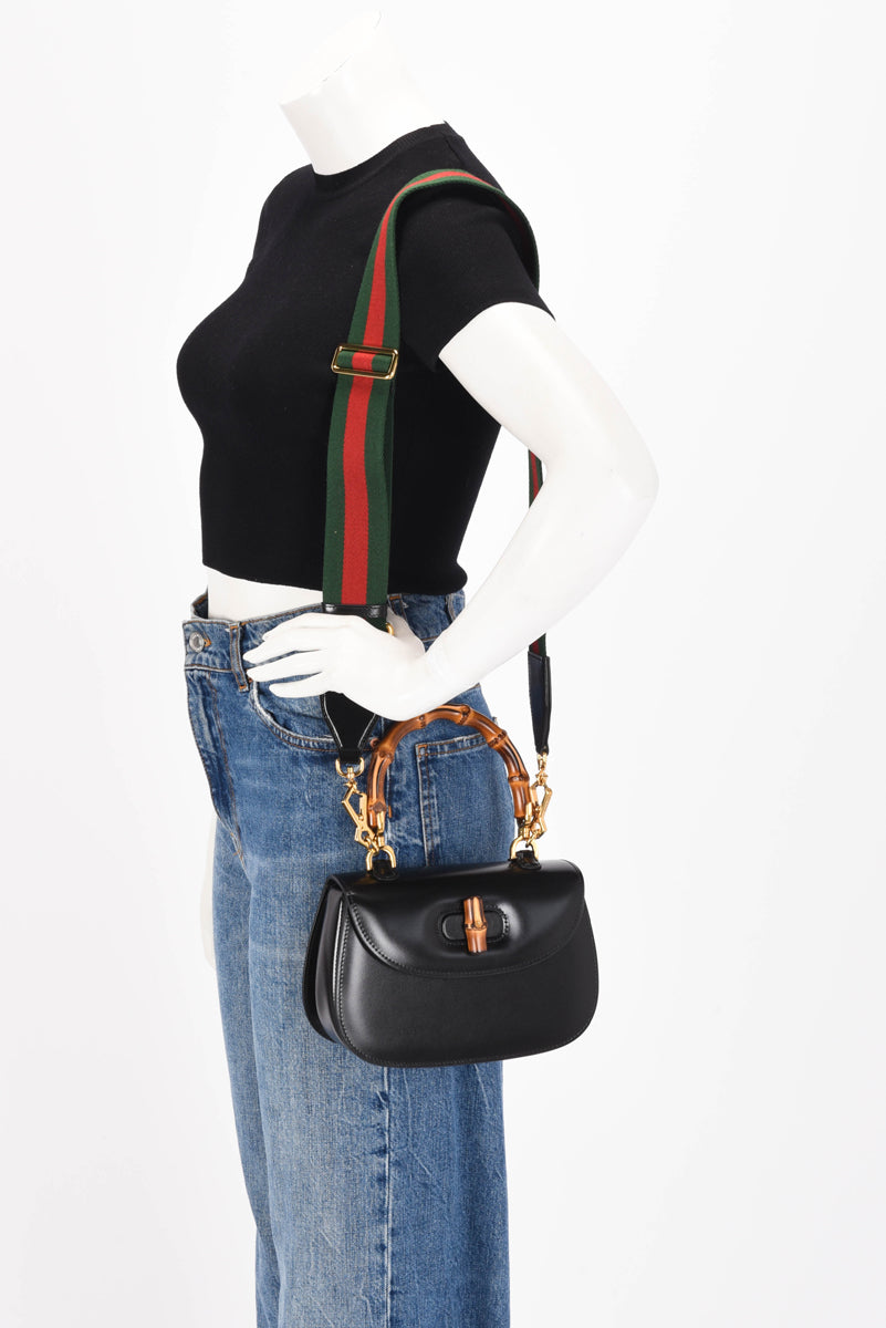 Gucci Black Calfskin Bamboo 1947 Small Bag