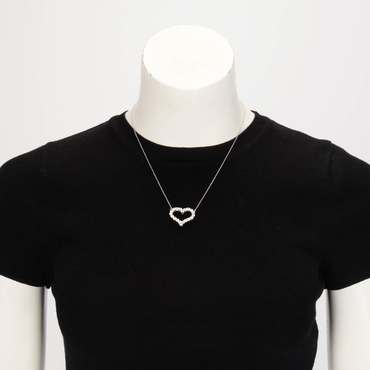Tiffany & Co Platinum & Diamond Large Heart Pendant Necklace