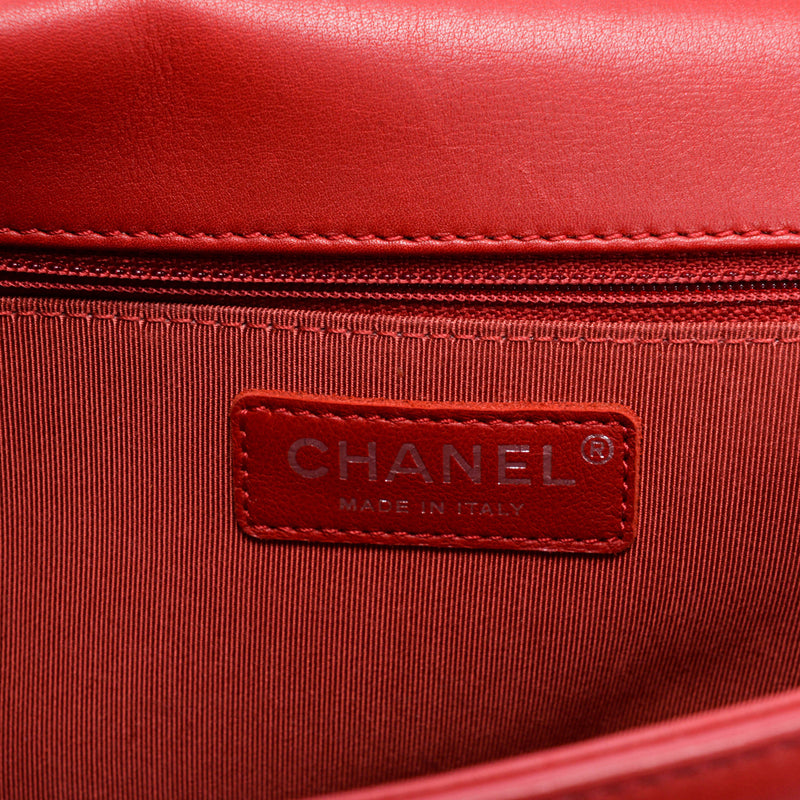 Chanel Red Quilted Calfskin New Medium Boy Bag - Blue Spinach