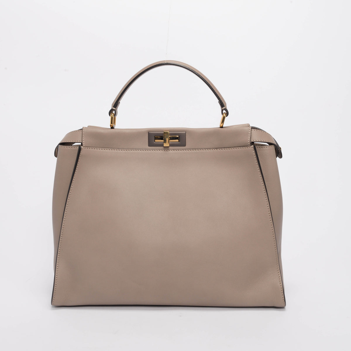 Fendi Taupe Leather & Fox Fur Large Peekaboo Tote