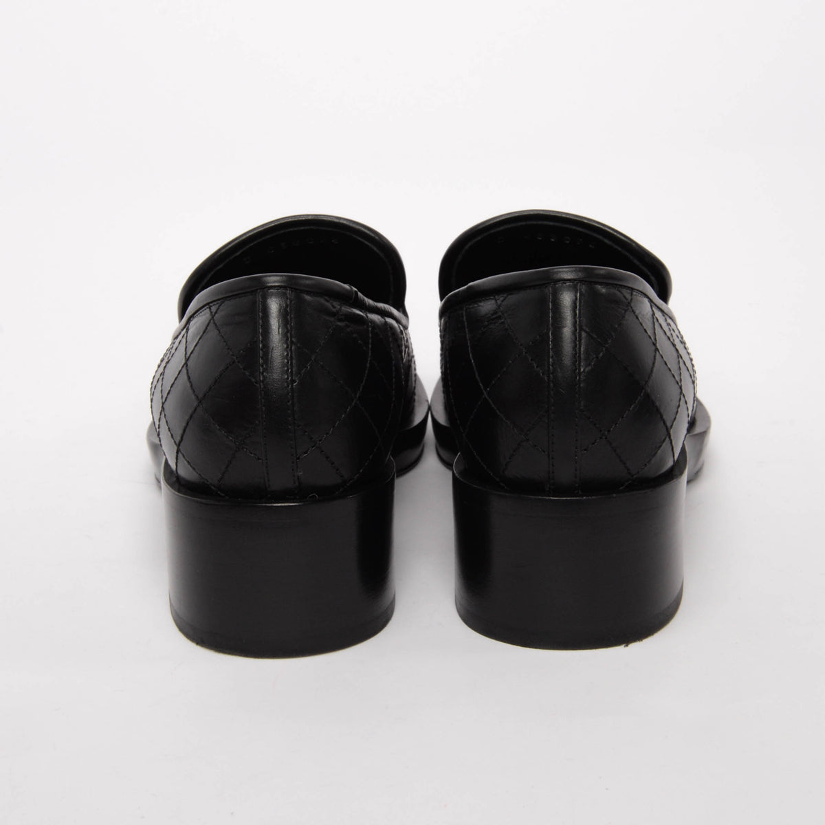 Chanel Black Quilted Calfskin CC Loafers 35