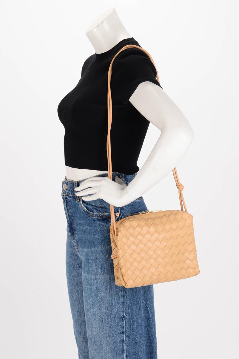 Bottega Veneta Almond Intrecciato Small Loop Camera Bag