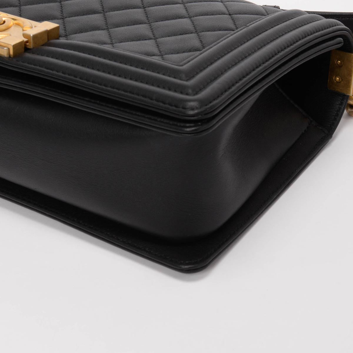 Chanel Black Quilted Lambskin Old Medium Boy Bag