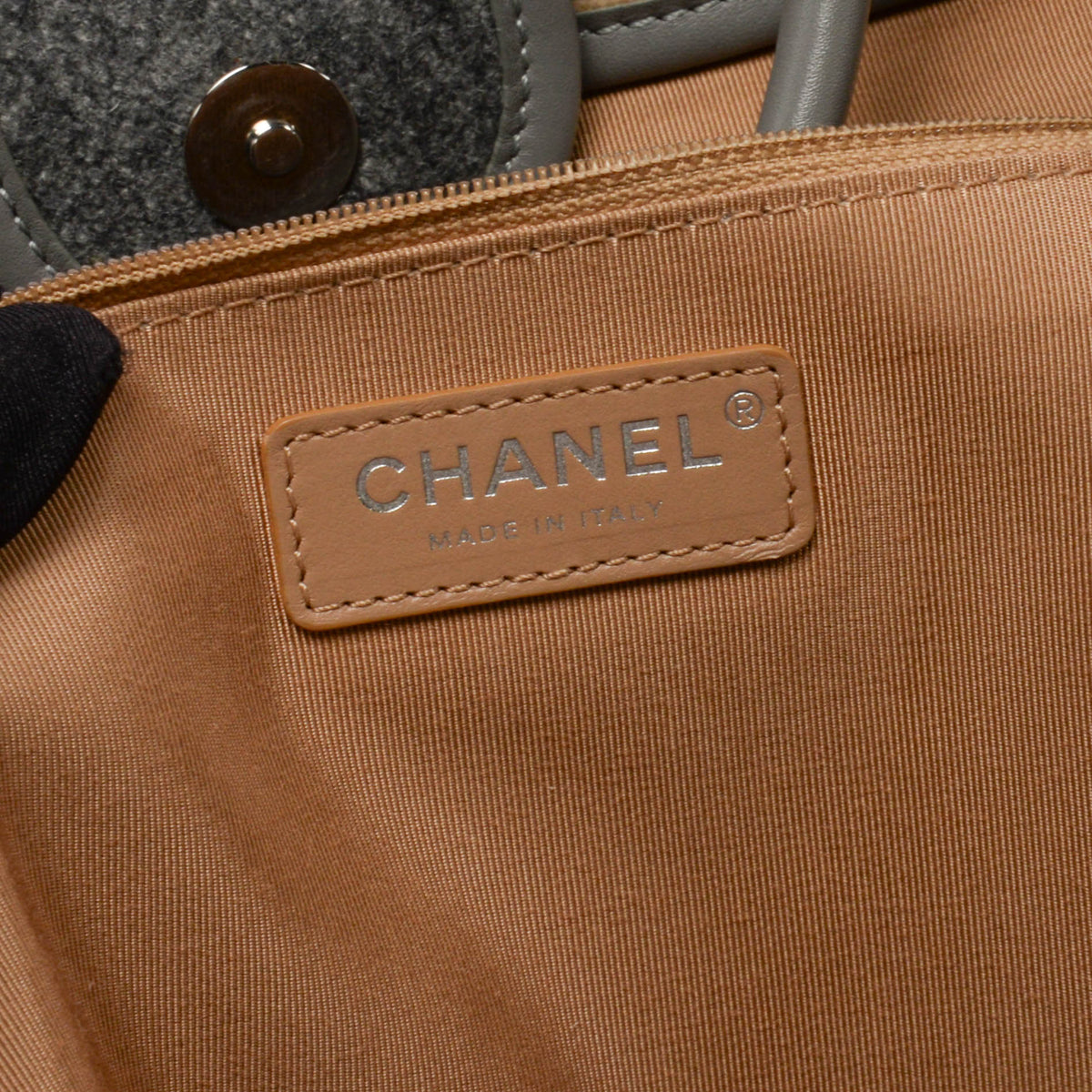 Chanel Grey & Beige Wool Felt Large Deauville Tote