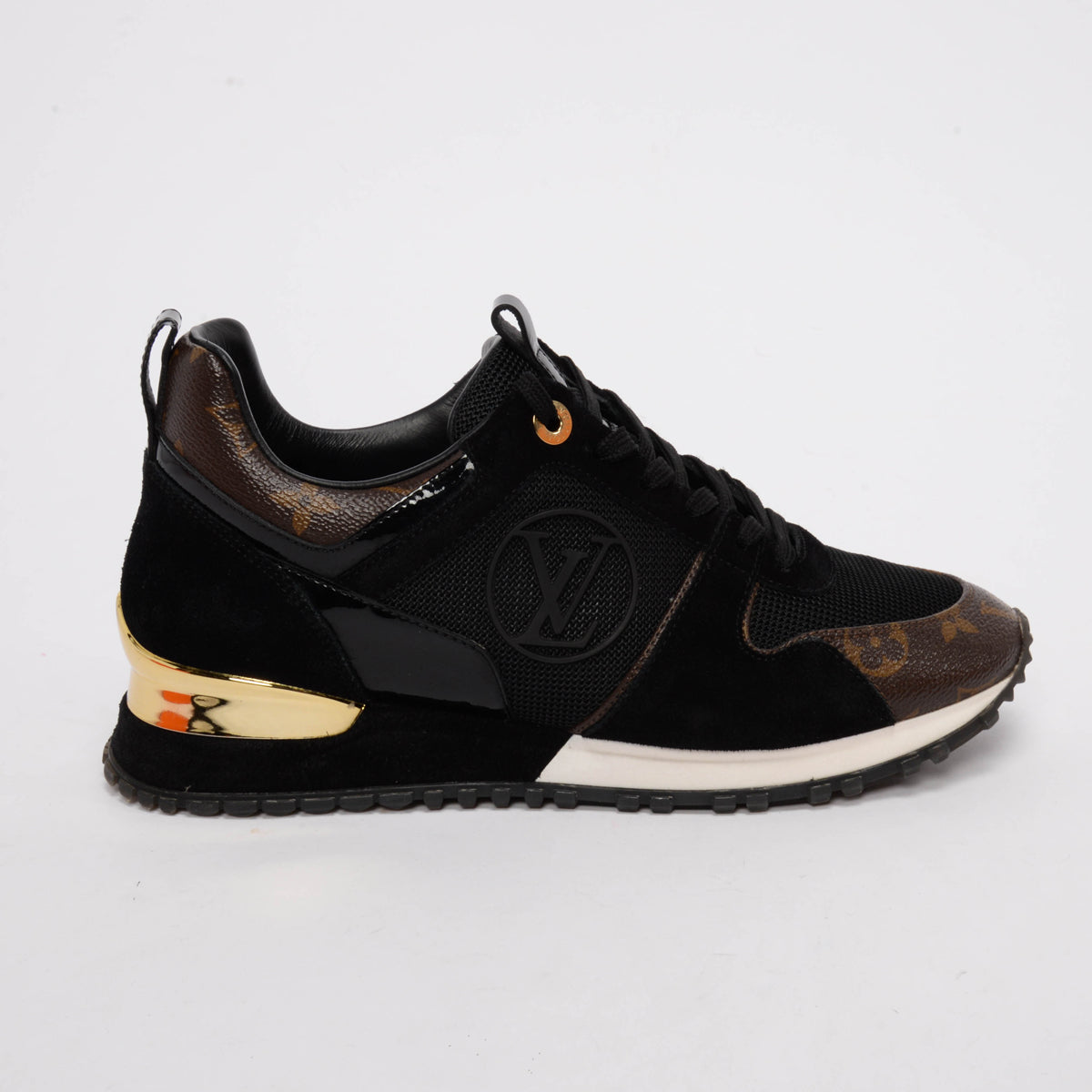 Louis Vuitton Black Suede & Monogram Run Away Sneakers 38