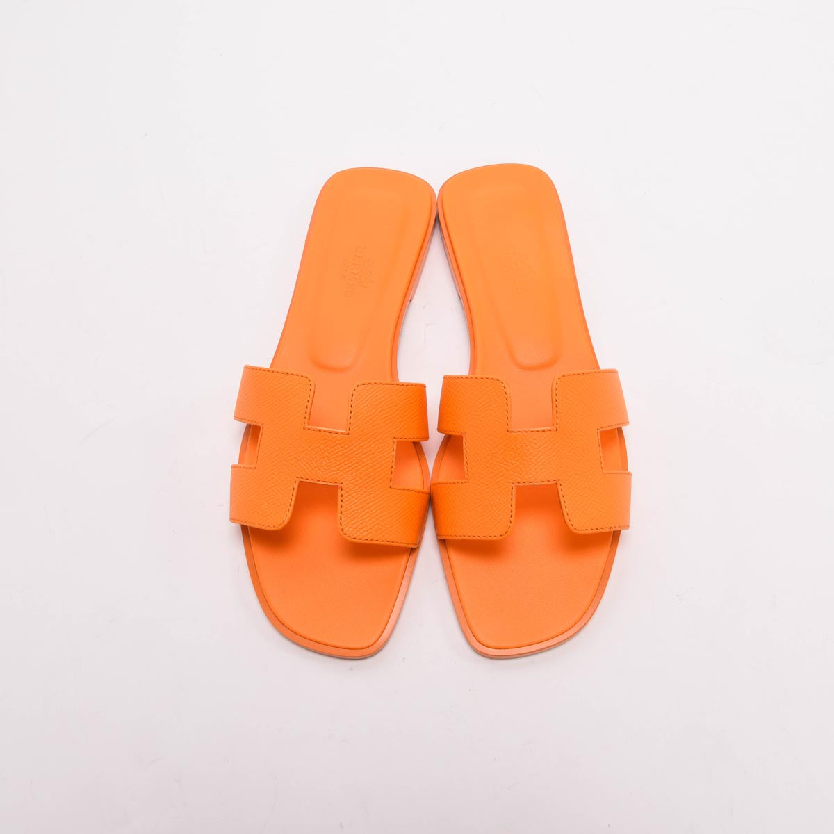 Hermes Orange Sunset Epsom Oran Sandals 38