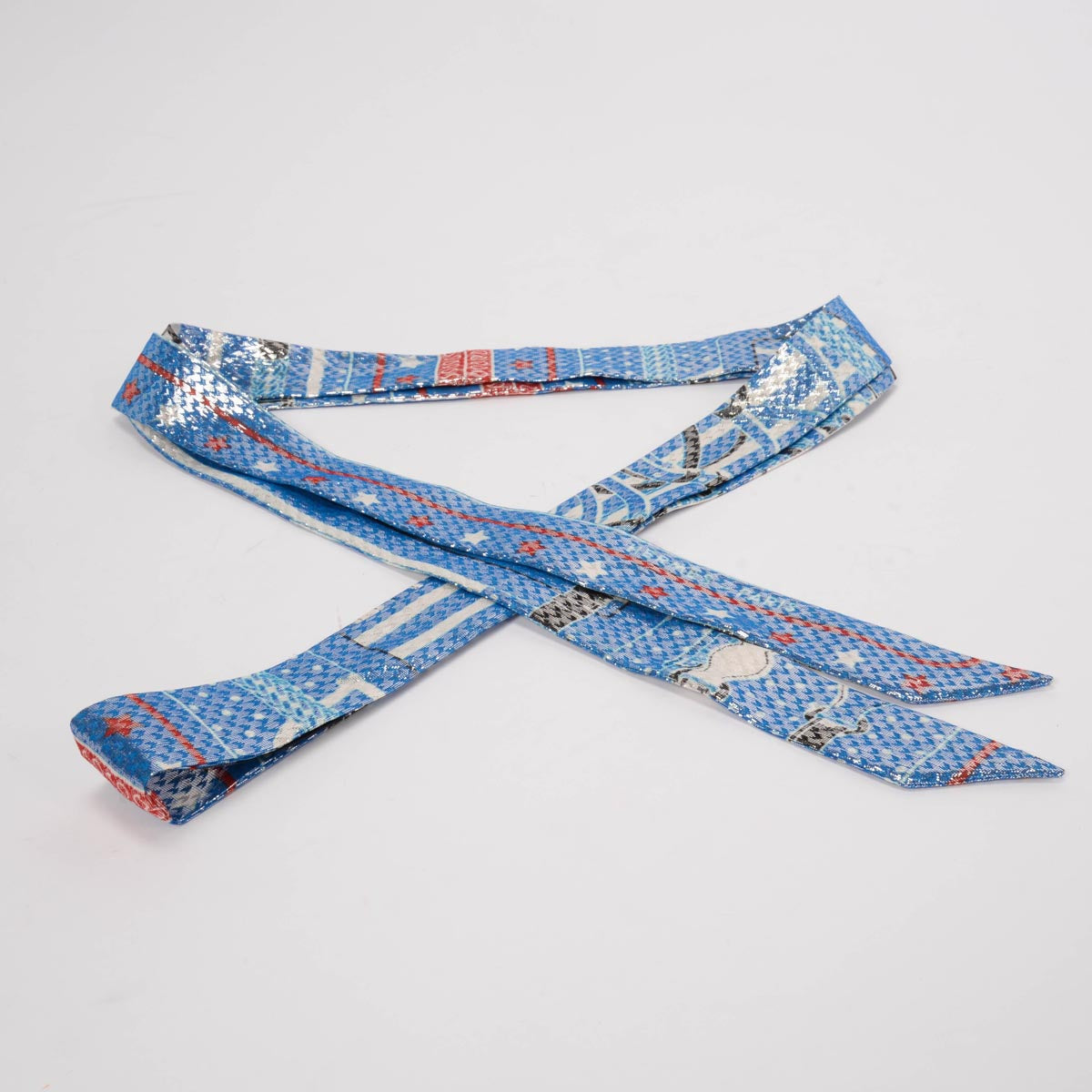Hermes Blue Silk & Lurex Disco Coaching Twillon