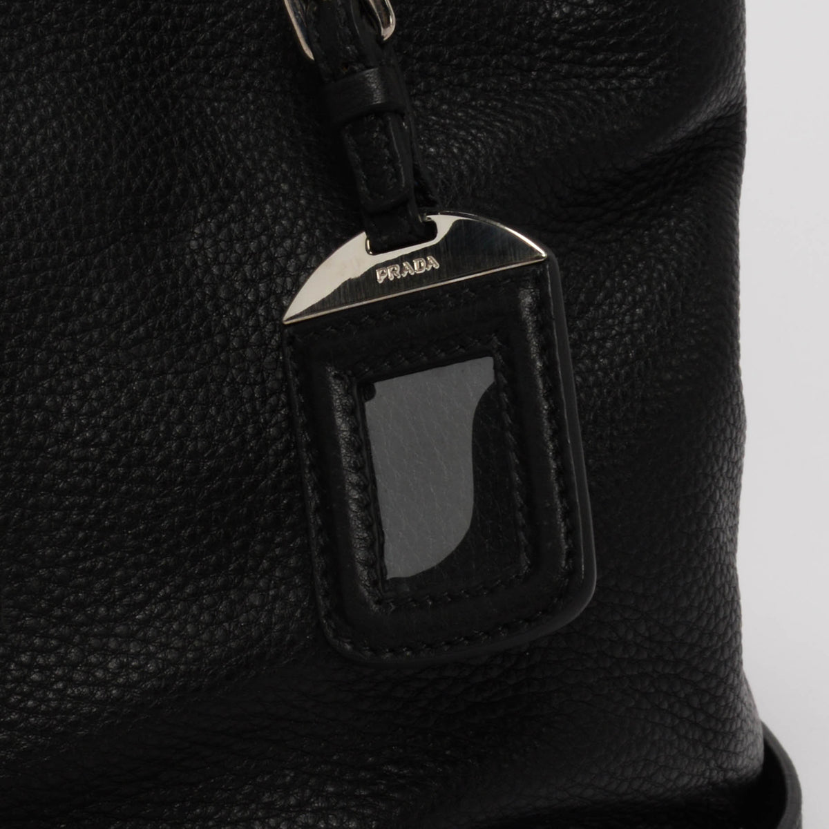 Prada Black Vitello Daino Convertible Shopping Tote