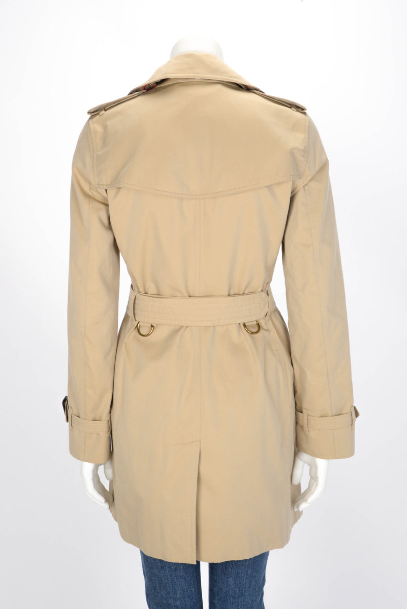 Burberry Honey Beige Cotton Medium Kensington Trench Coat UK 6