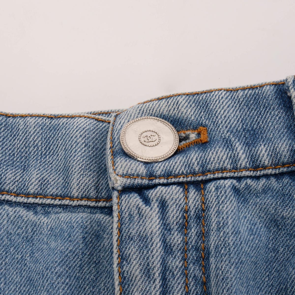 Chanel Blue Denim Braided Trim CC Pocket Jeans FR 34