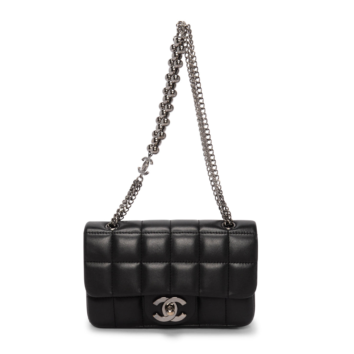 Chanel Black Chocolate Bar Beaded Chain Mini Bag