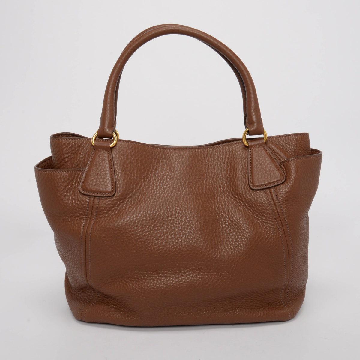 Prada Brown Vitello Daino Side Pocket Tote