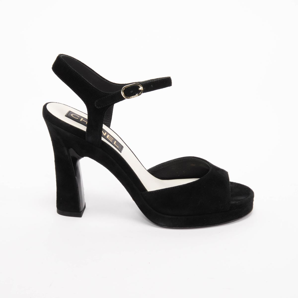 Chanel Black Suede Platform Sandals 37