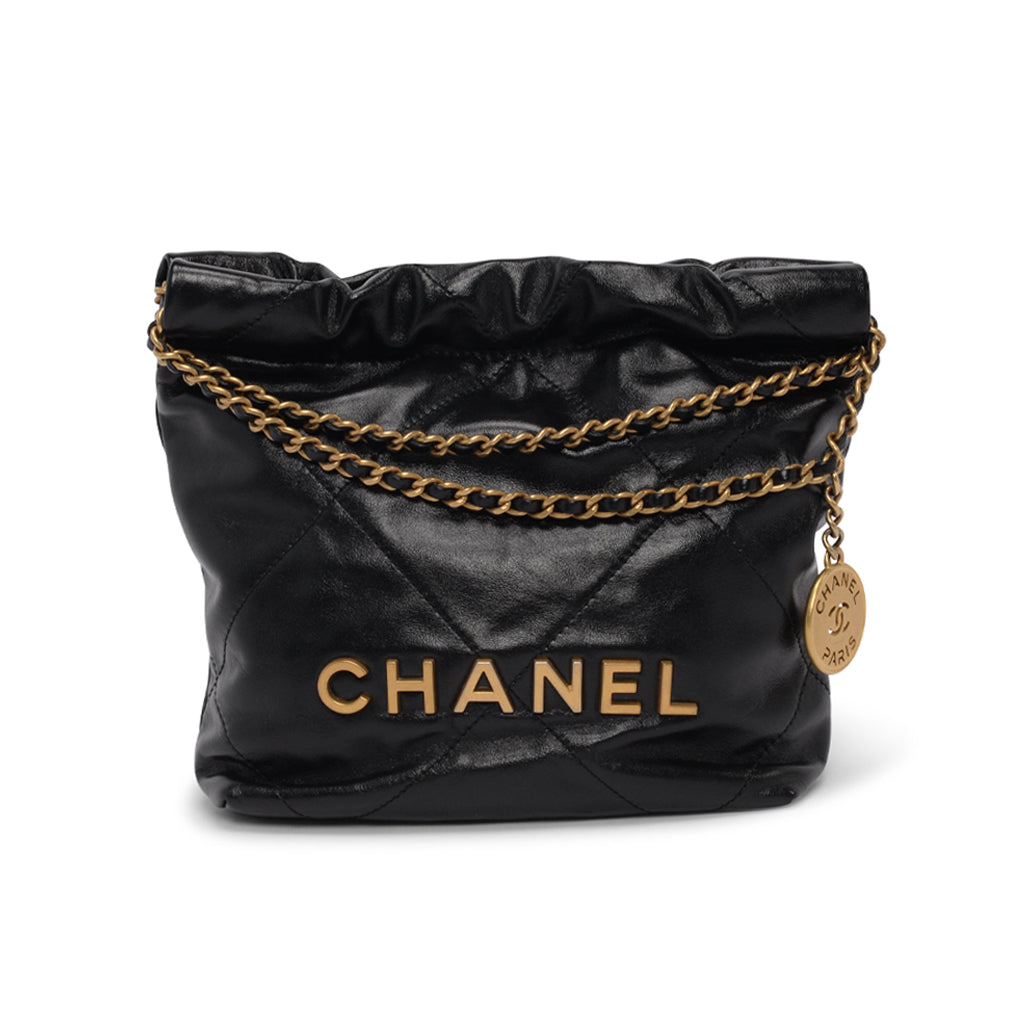 Chanel Black Shiny Calfskin 22 Mini Bag