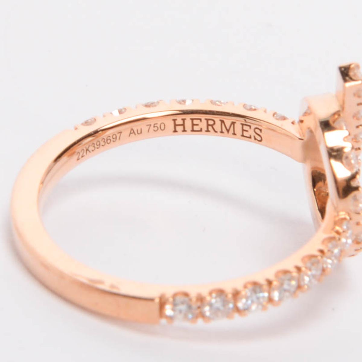 Hermes 18k Rose Gold & Diamond Finesse Ring