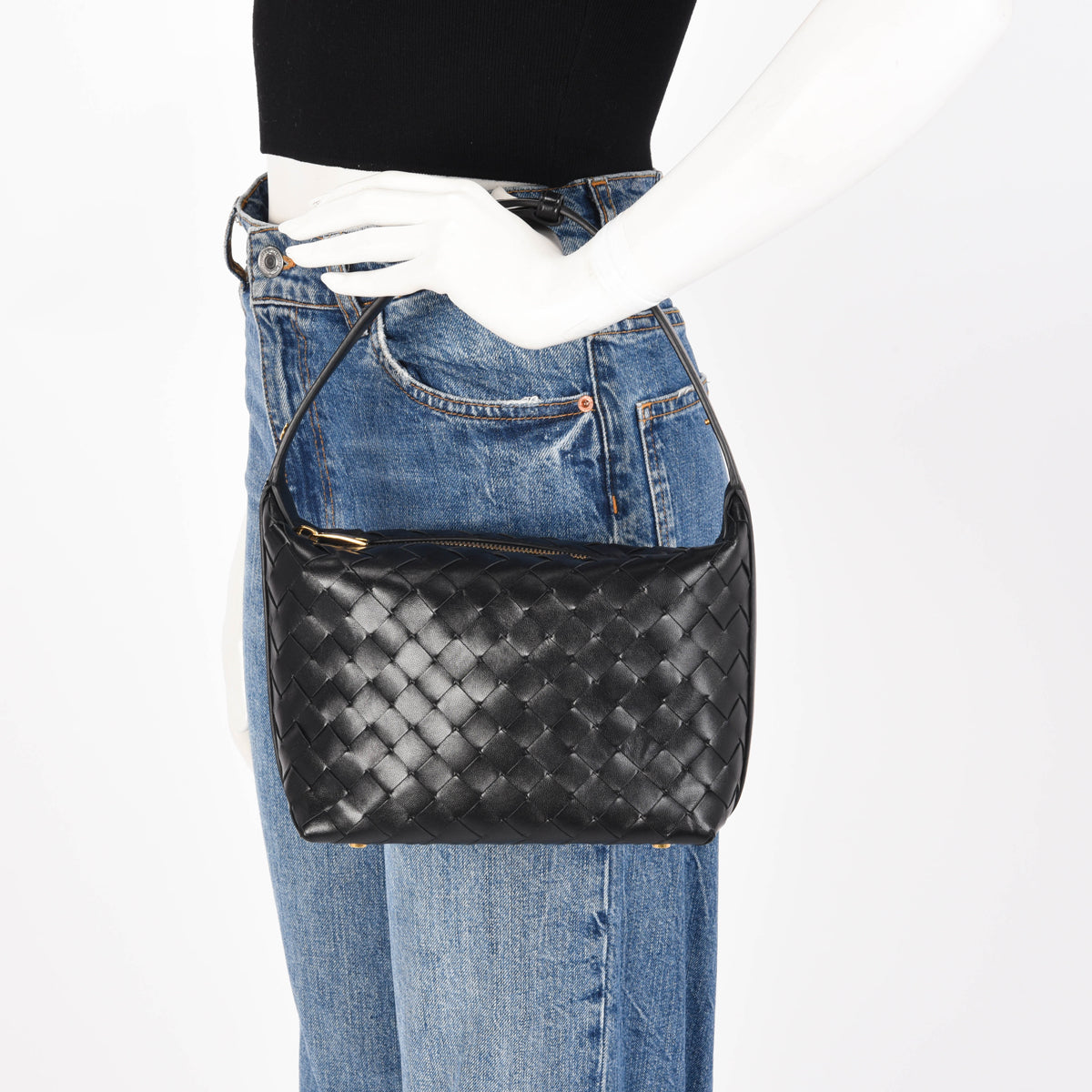 Bottega Veneta Black Nappa Intrecciato Mini Wallace Bag