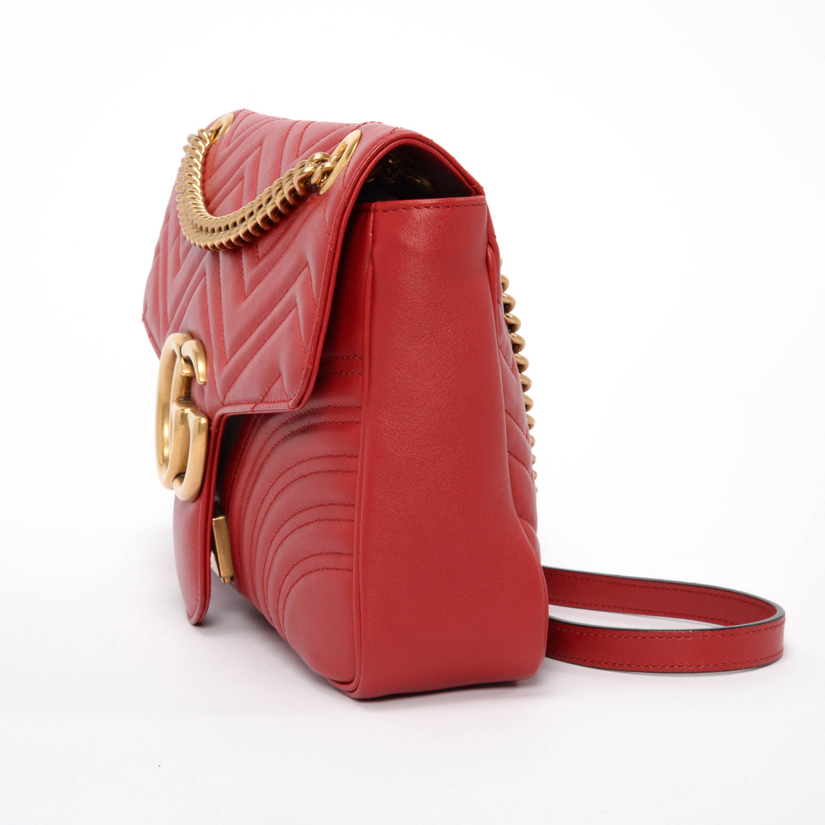 Gucci Red Matelasse Medium Marmont Shoulder Bag