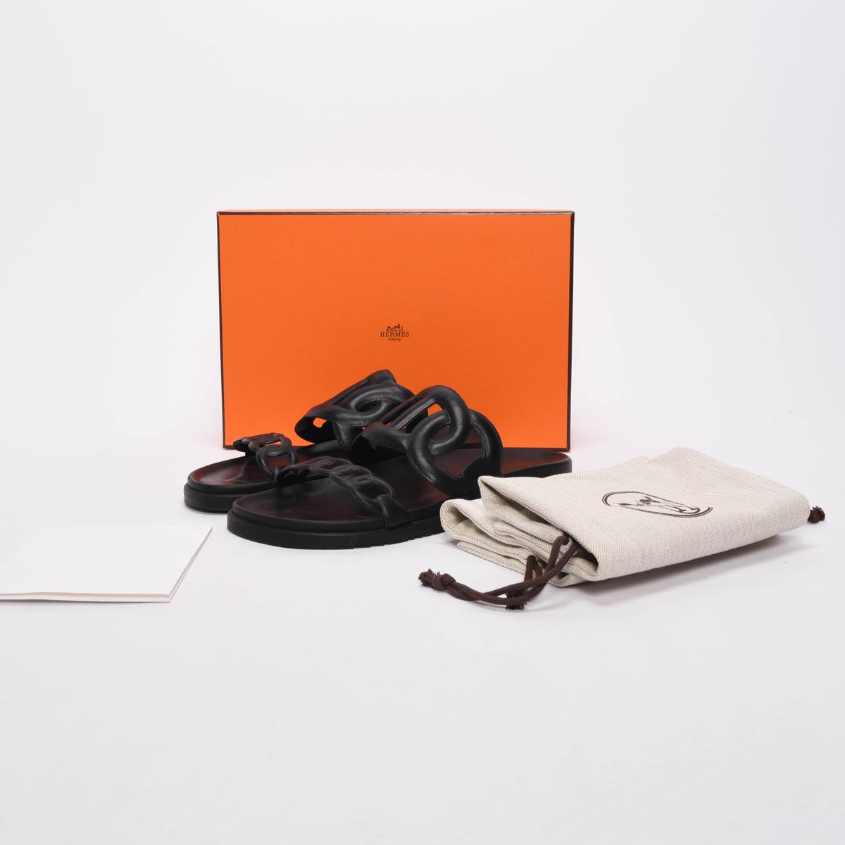 Hermes Black Nappa Extra Sandals 41