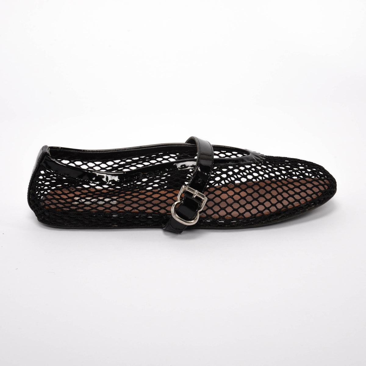 Alaia Black Fishnet Ballet Flats 39
