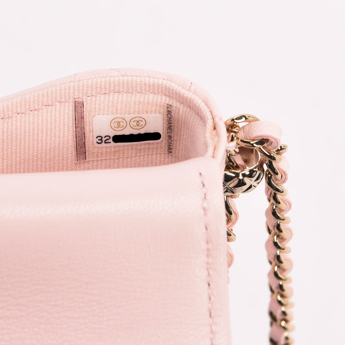 Chanel Light Pink Calfskin Clutch With Chain Wallet