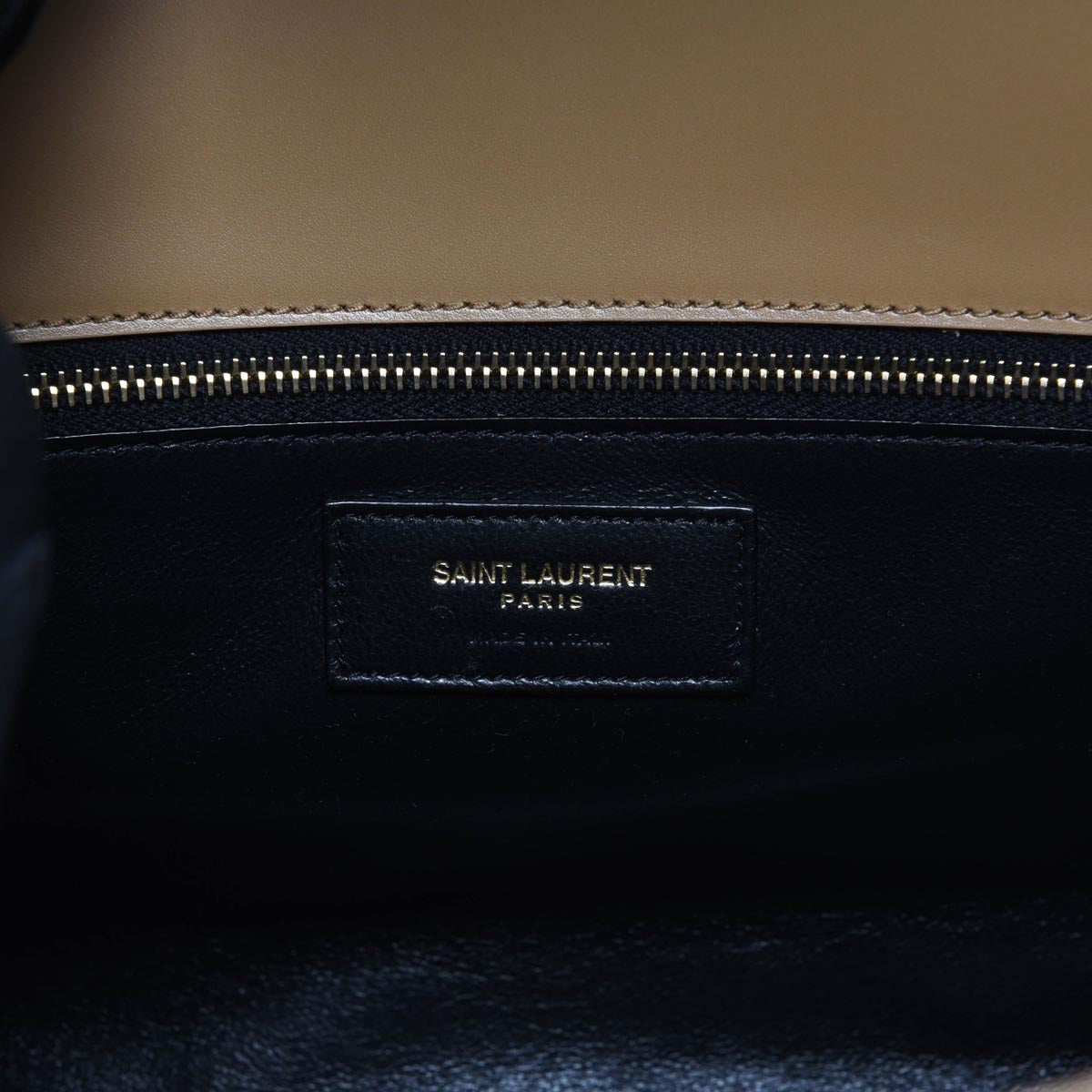 Saint Laurent Camel Calfskin Le Fermoir Top Handle Bag
