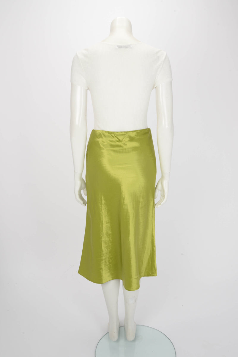 Prada Chartreuse Satin A-Line Skirt IT 40
