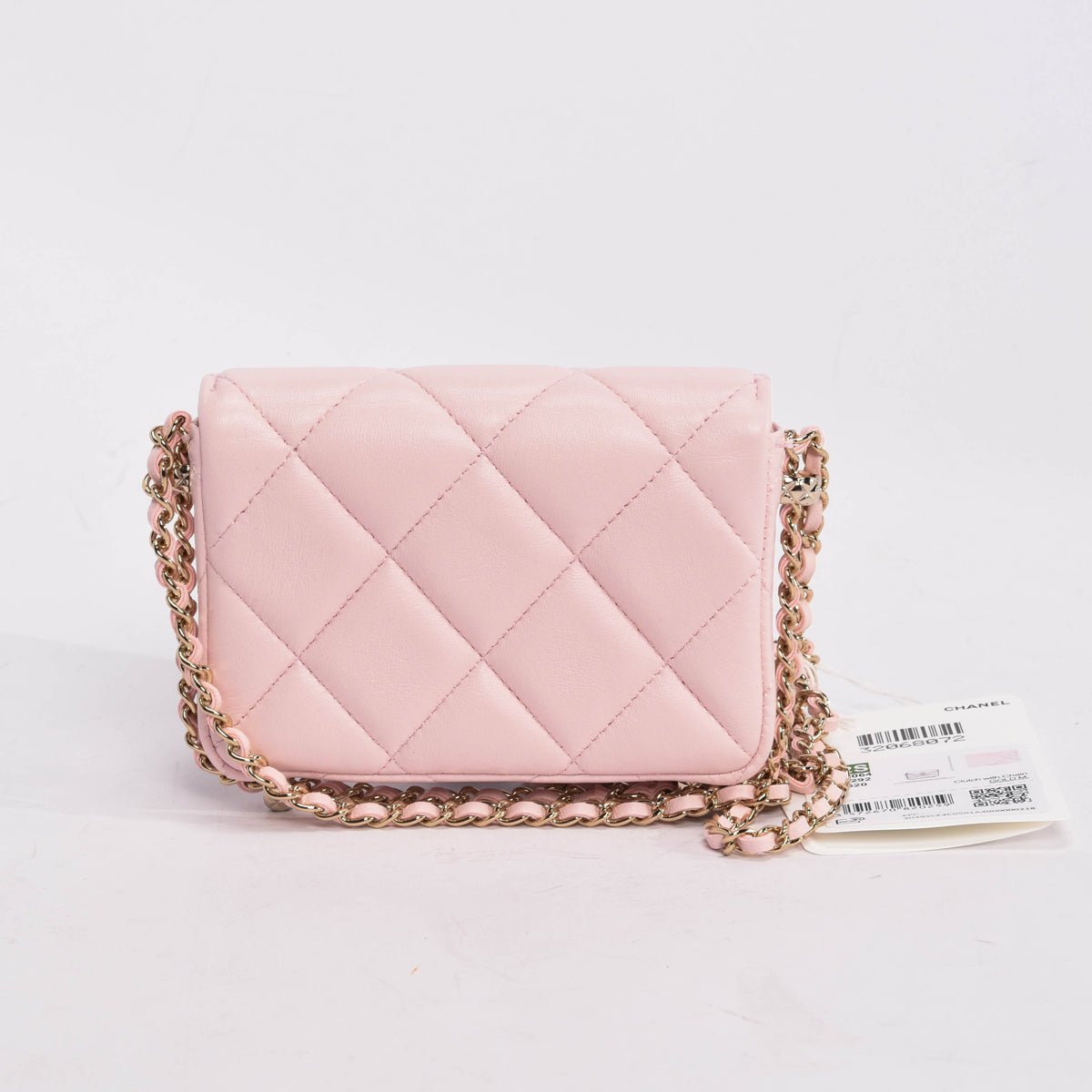 Chanel Light Pink Calfskin Clutch With Chain Wallet