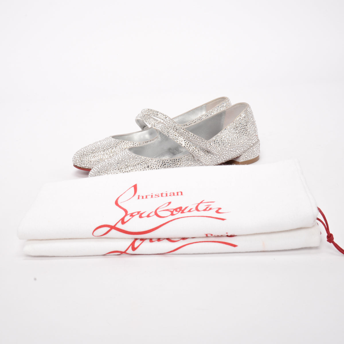 Christian Louboutin Silver Strass Embellished Sweet Jane Shoes 38