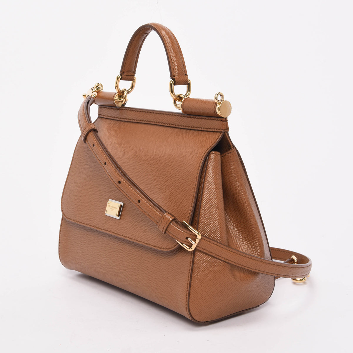 Dolce & Gabbana Camel Dauphine Leather Medium Sicily Bag