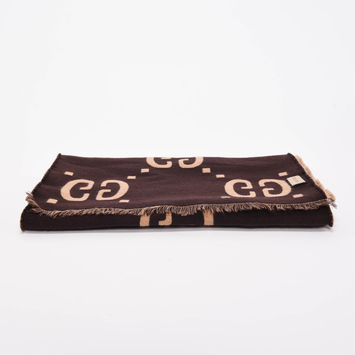 Gucci Beige & Brown Wool Silk GG Jacquard Scarf