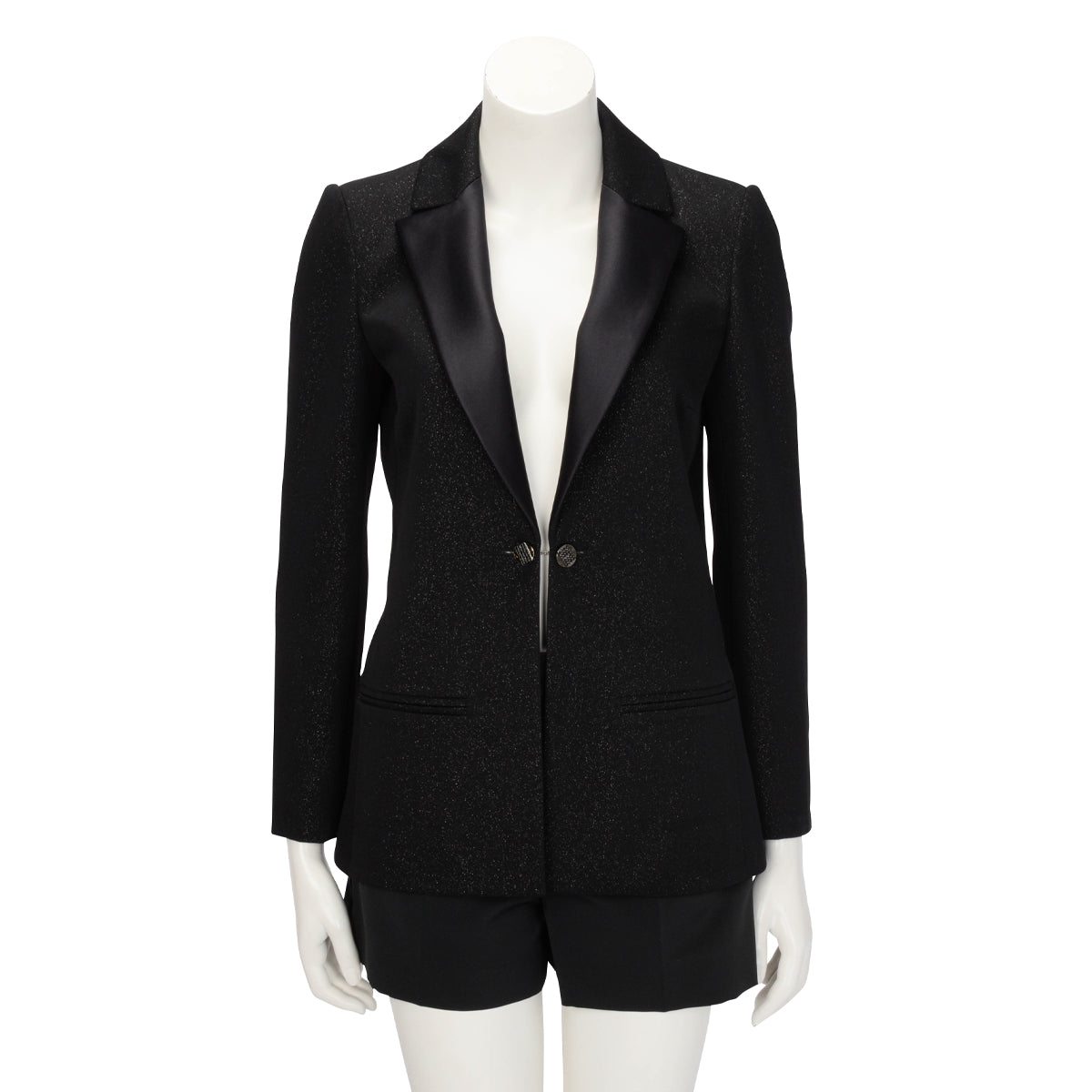 Chanel Black Lurex Tuxedo Style Jacket FR 38
