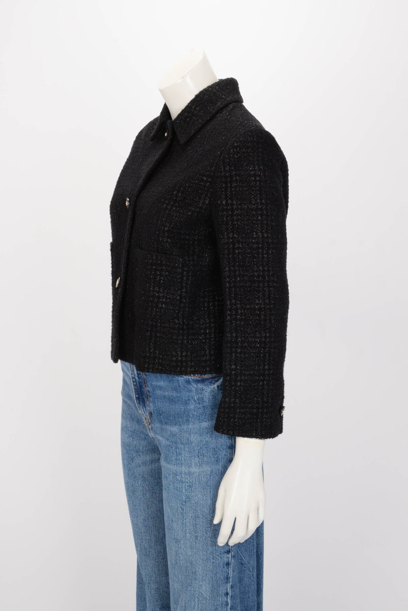 Dior Black Lurex Tweed Cropped Jacket FR 40