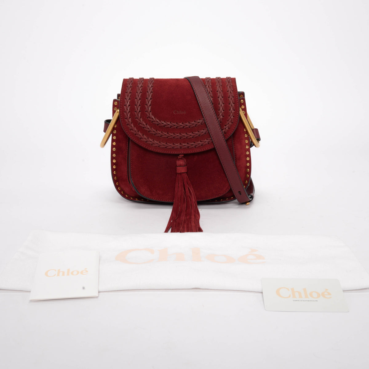 Chloe Sienna Red Suede Small Whipstitch Hudson Bag