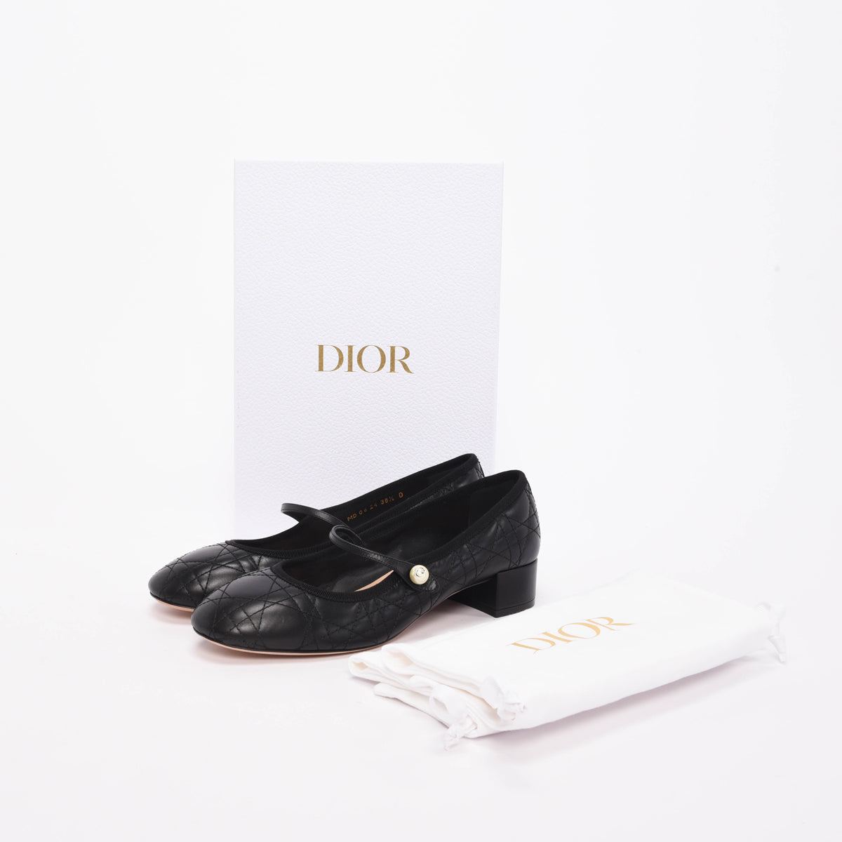 Dior Black Cannage Calfskin Ballet Pumps 38.5
