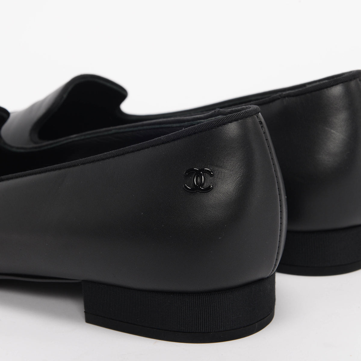 Chanel Black Calfskin Cap Toe Loafers 38