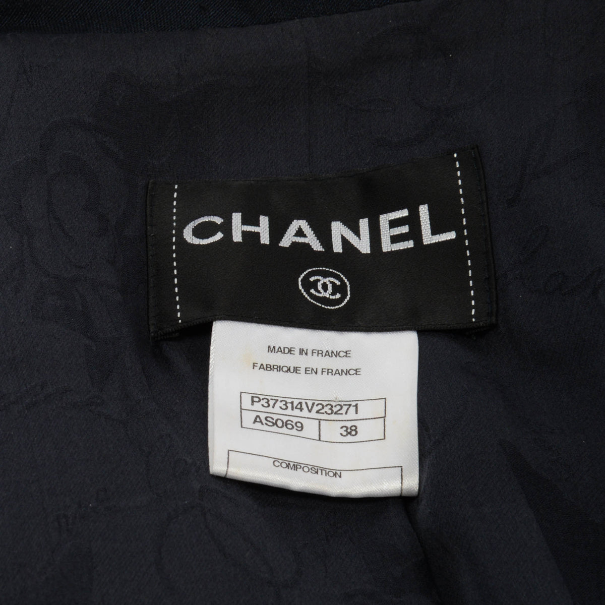 Chanel Navy Linen Cropped Military Jacket FR 38
