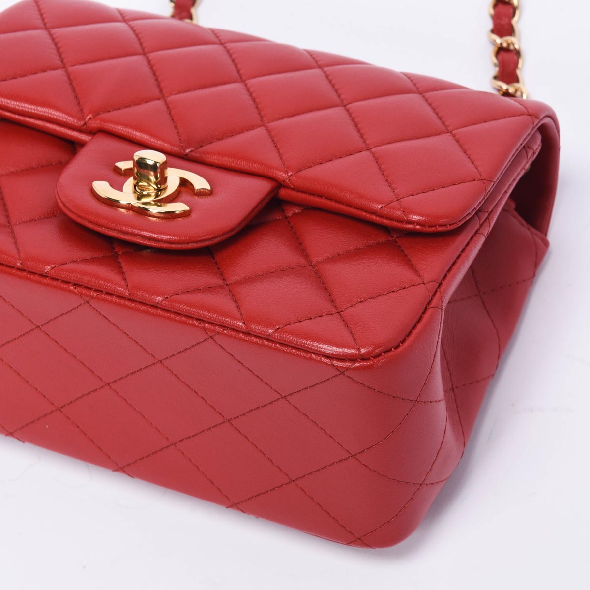 Chanel Red Quilted Lambskin Mini Flap Bag