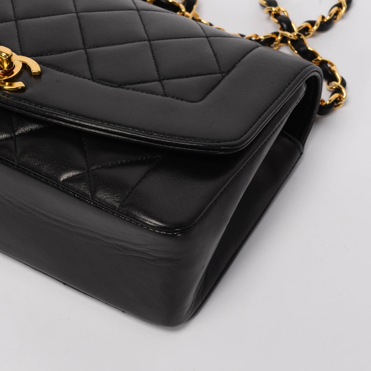 Chanel Black Quilted Lambskin Small Diana Shoulder Bag