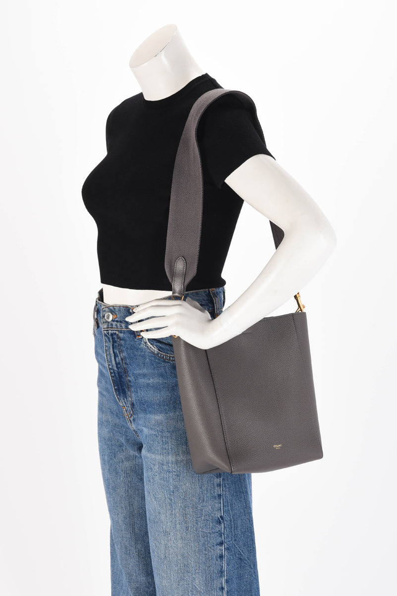 Celine Dark Grey Grained Calfskin Small Sangle Shoulder Bag