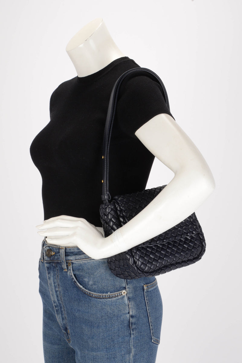 Bottega Veneta Navy Intrecciato Small Cobble Bag