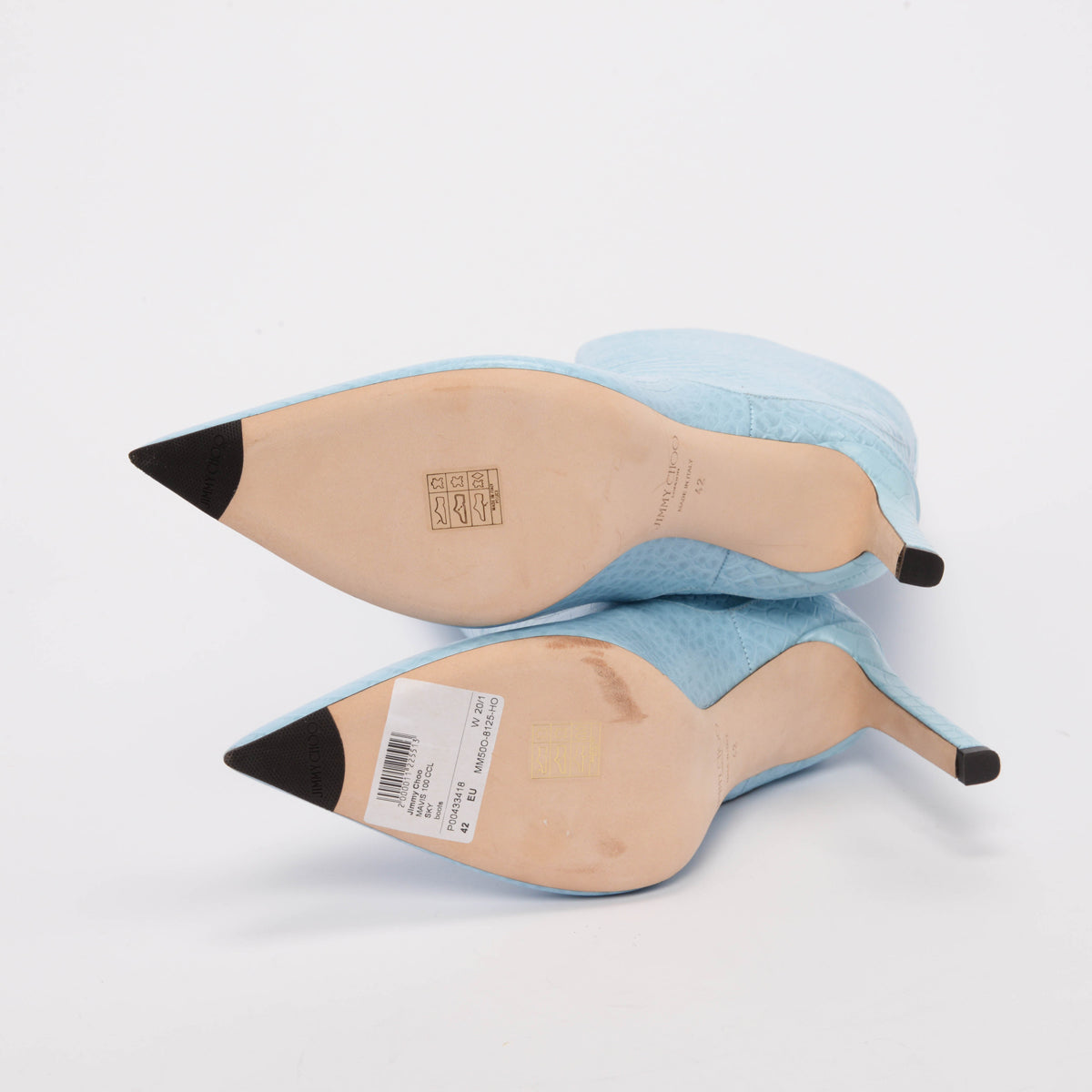 Jimmy Choo Sky Blue Stamped Croc Mavis 100 Boots 42