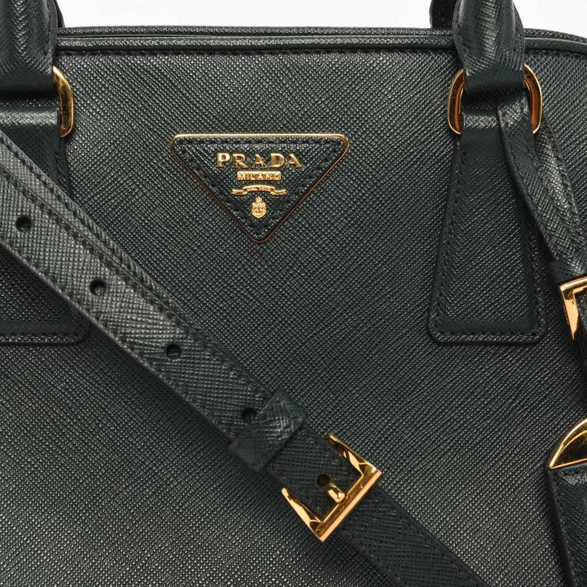 Prada Emerald Saffiano Lux Medium Promenade Bag