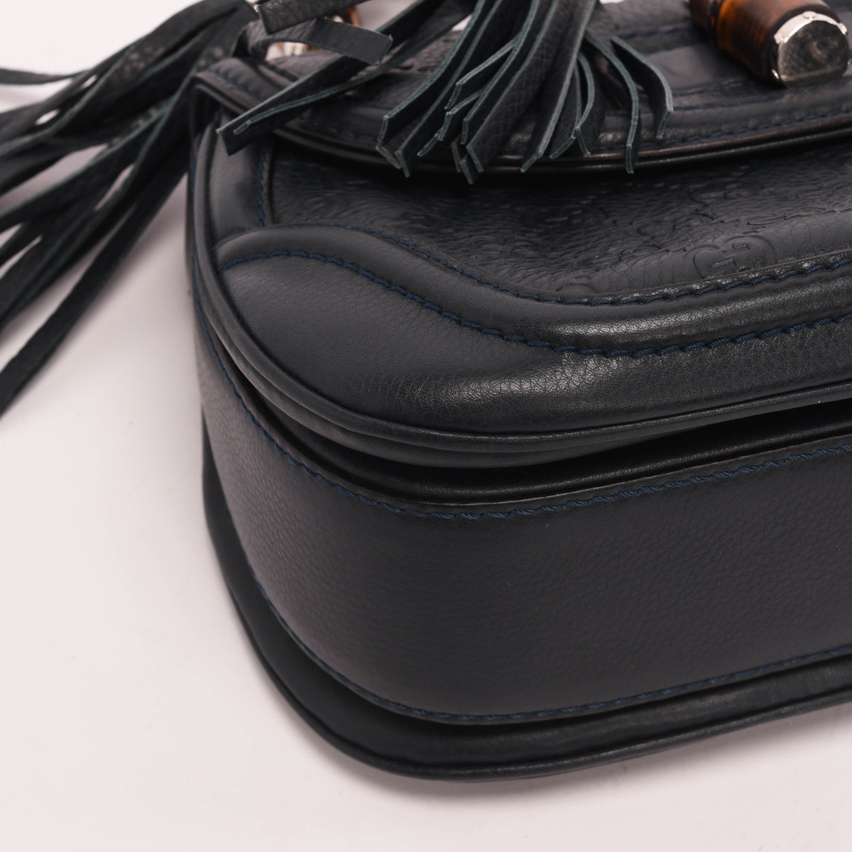 Gucci Dark Teal Guccissima Medium New Bamboo Bag