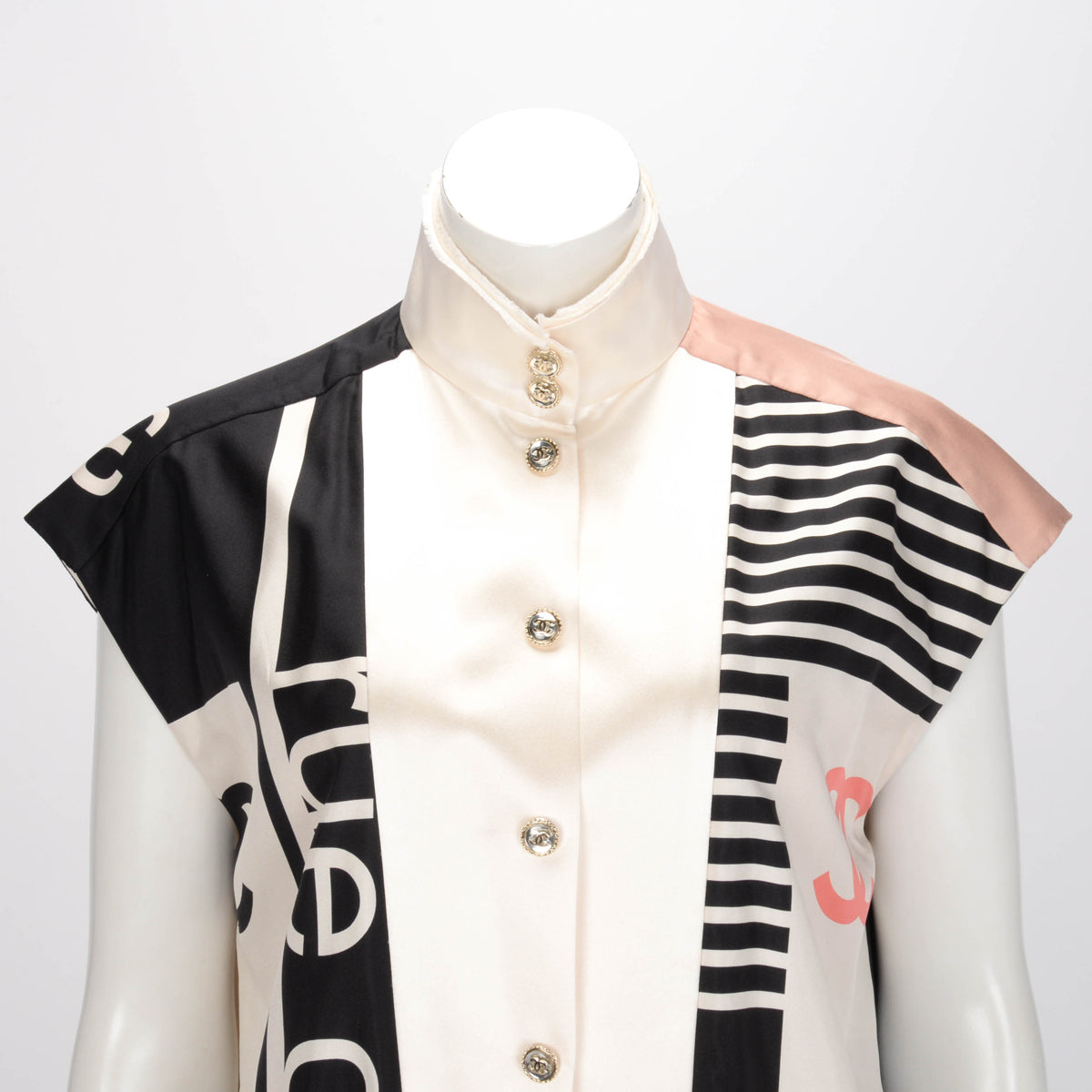 Chanel Ivory Silk CC Print Tunic Dress FR 34