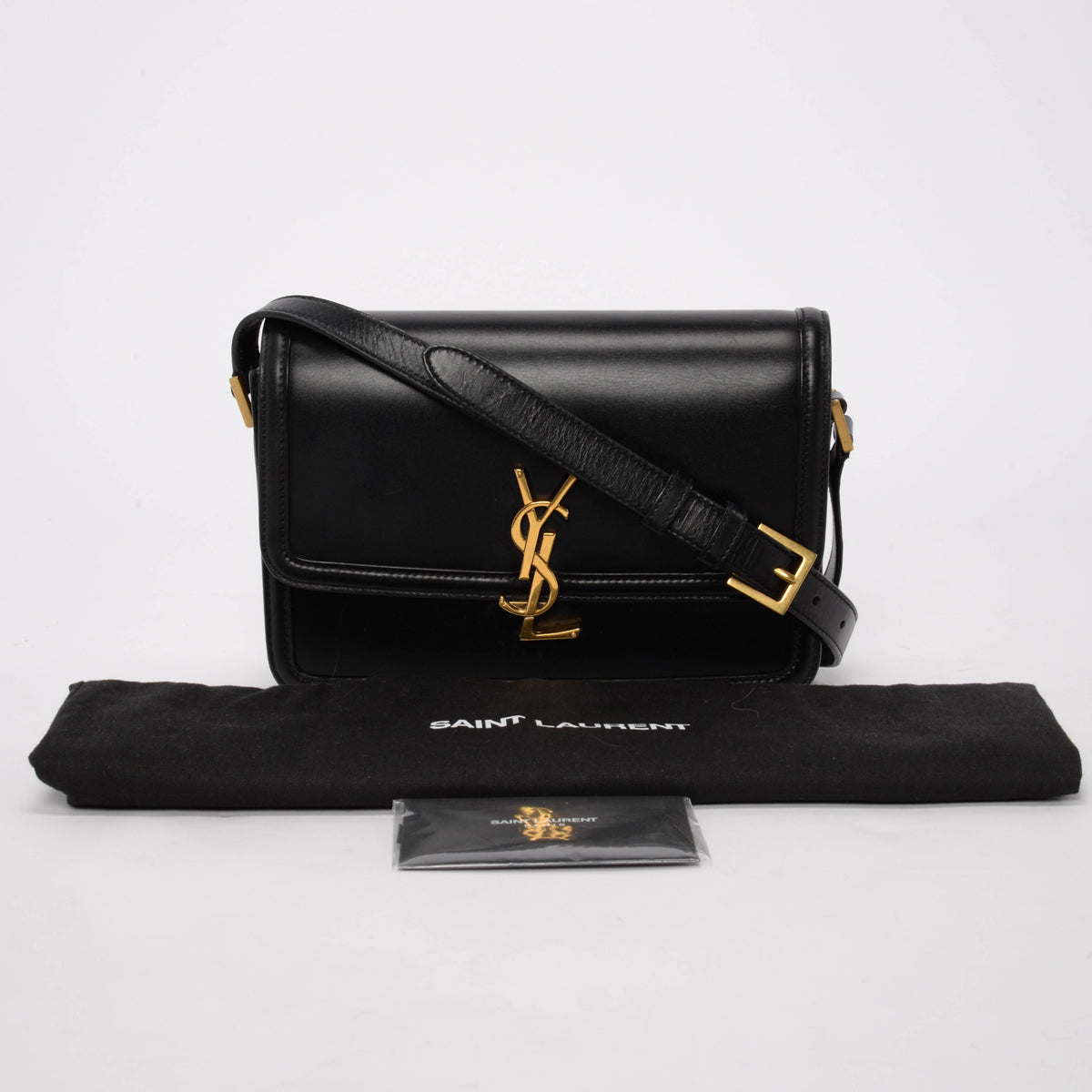 Saint Laurent Black Box Calf Medium Solferino Satchel Bag
