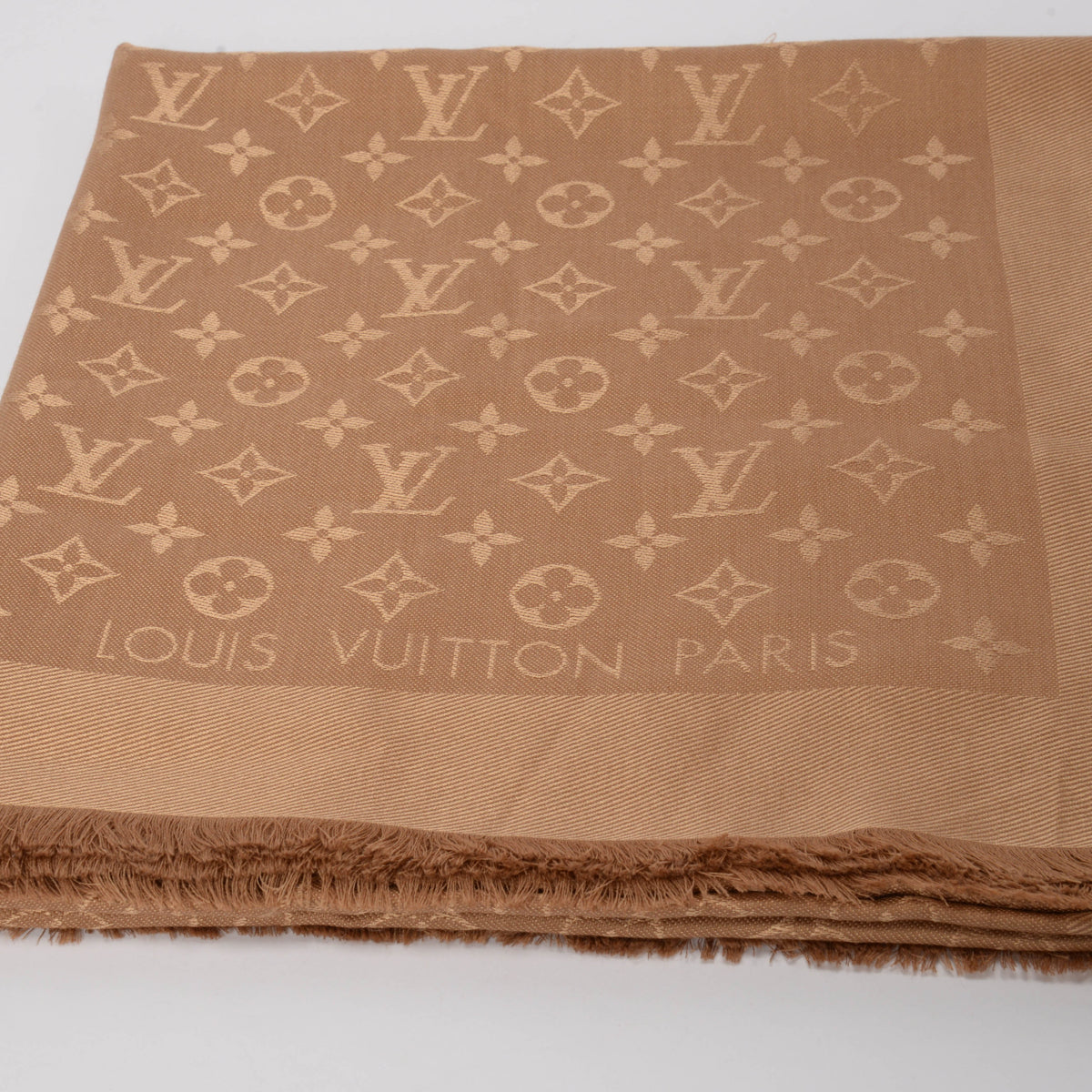 Louis Vuitton Caramel Wool & Silk Monogram Classic Shawl