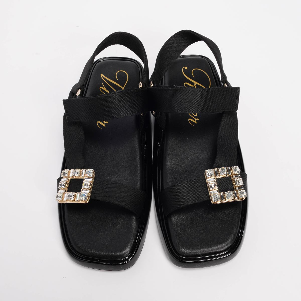 Roger Vivier Black Patent Trekky Buckle Sandals 39